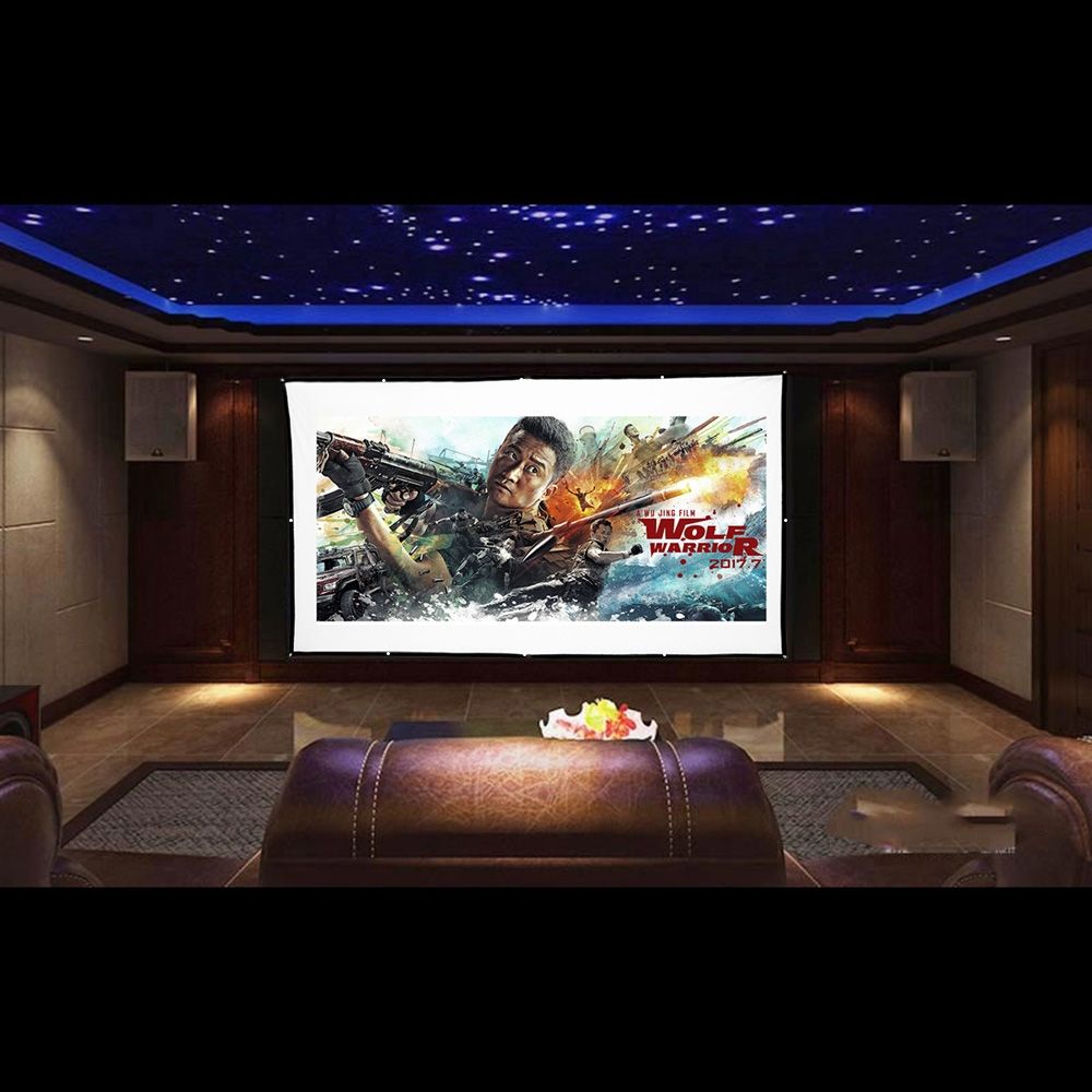H150 150'' Portable Projector Screen HD 16:9 White Dacron 150 Inch Diagonal Video Projection Screen Foldable Wall Mounted For Home Theater Office Movies Indoors Outdoors