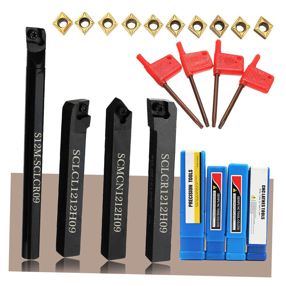 4PCS Lathe Turning Tool Holder + CCMT09T304 Carbide Inserts
