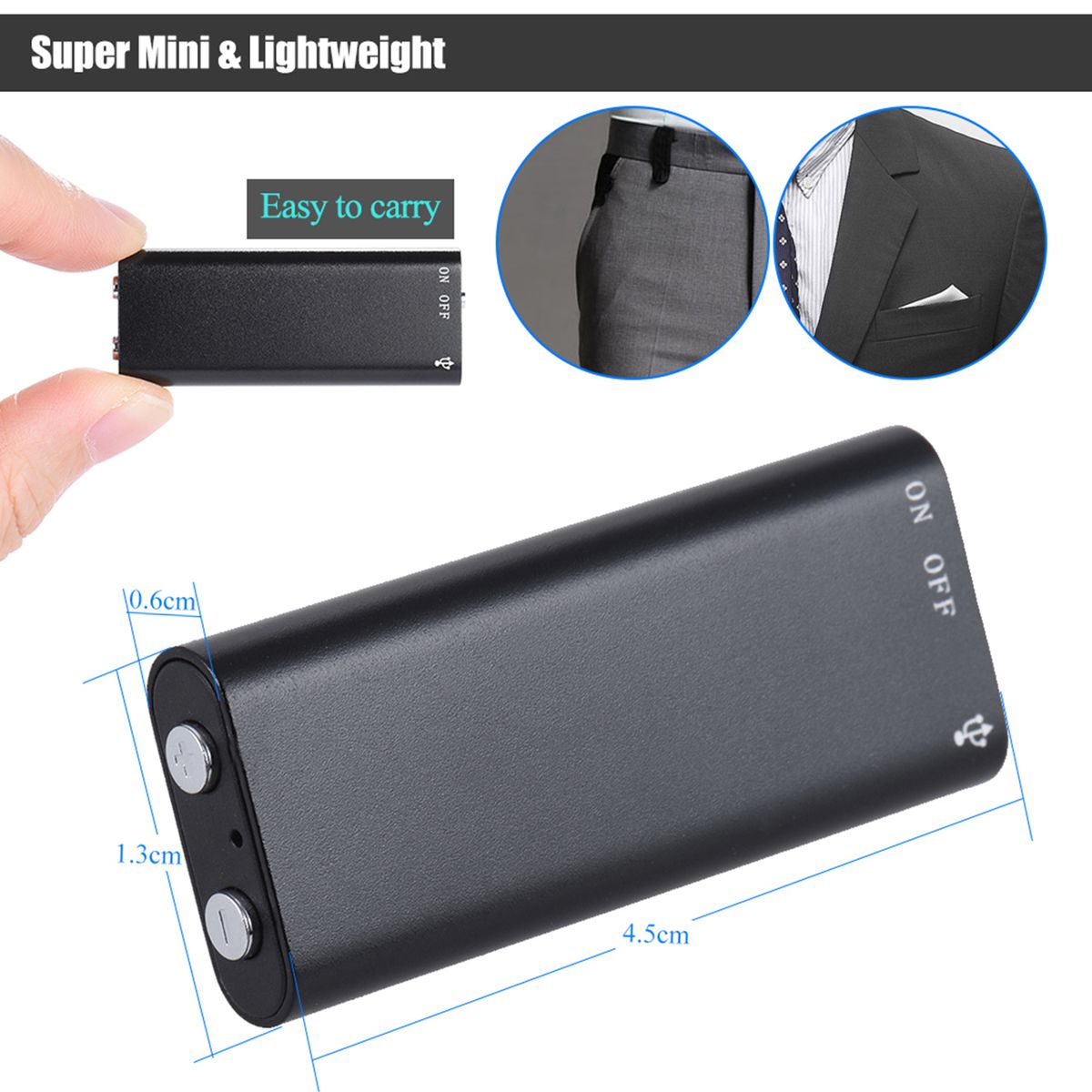 8GB Mini USB Digital Audio Voice Recorder Dictaphone MP3