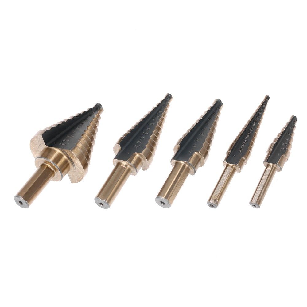 5pcs High Speed Steel 4241 Step Drill Bit Set Round Shank