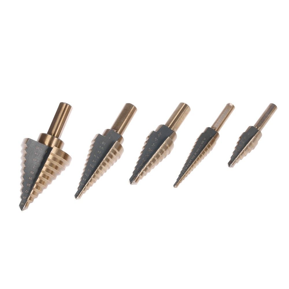 5pcs High Speed Steel 4241 Step Drill Bit Set Round Shank