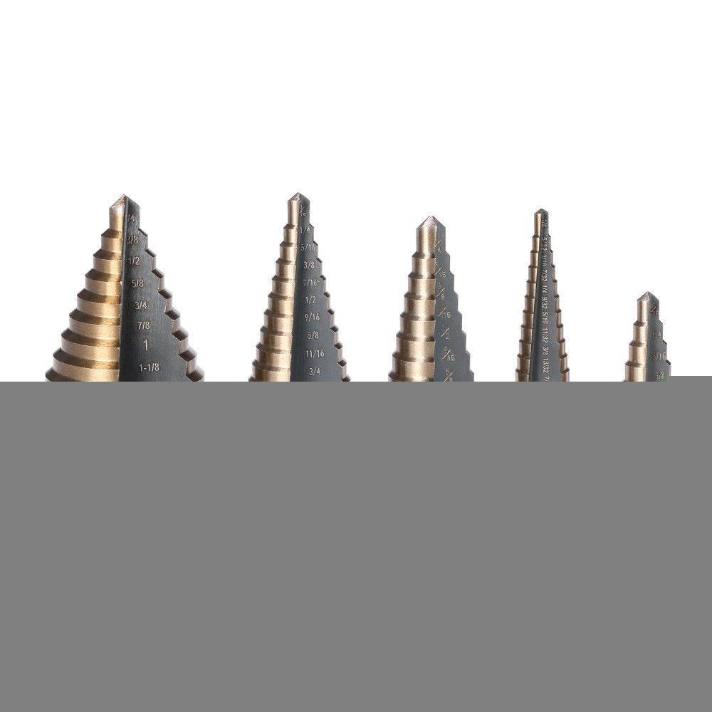 5pcs High Speed Steel 4241 Step Drill Bit Set Round Shank