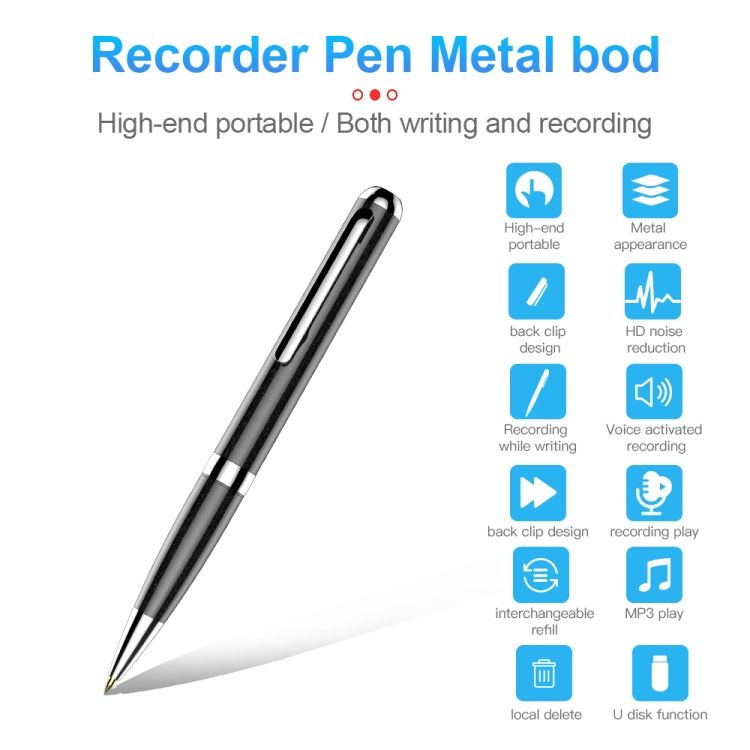 Q96 Digital Noise Reduction Recording Pen, Capacity:128GB