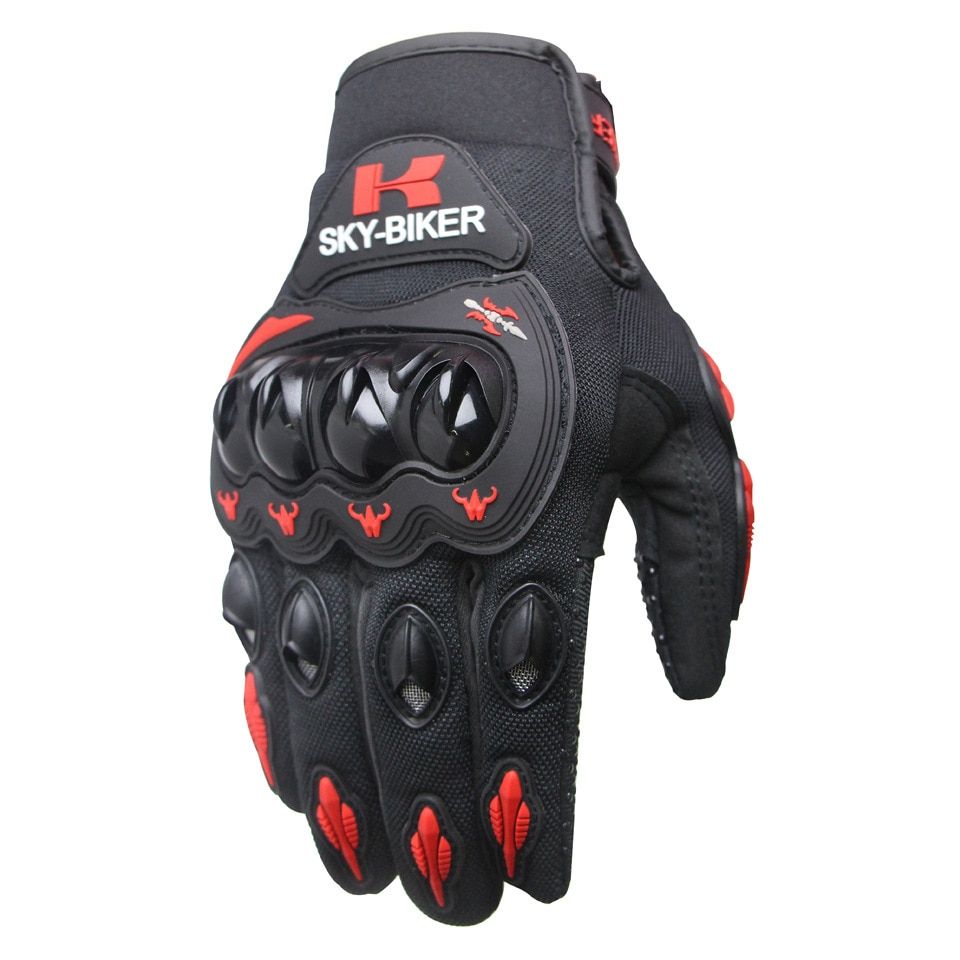 SKY-BIKER Motorcycle Gloves Men Motocross Gloves Full Finger Knight-SKYNiuTou-Red