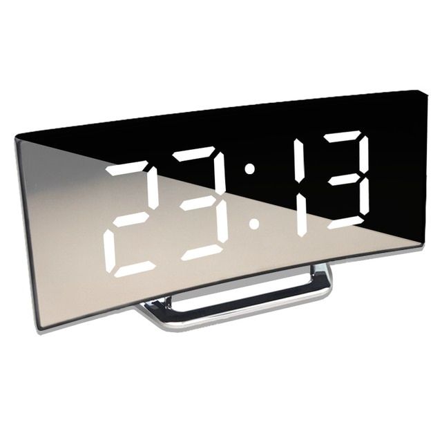 Digital Alarm Clock Desk Table Clock Curved Led Alarm Clock