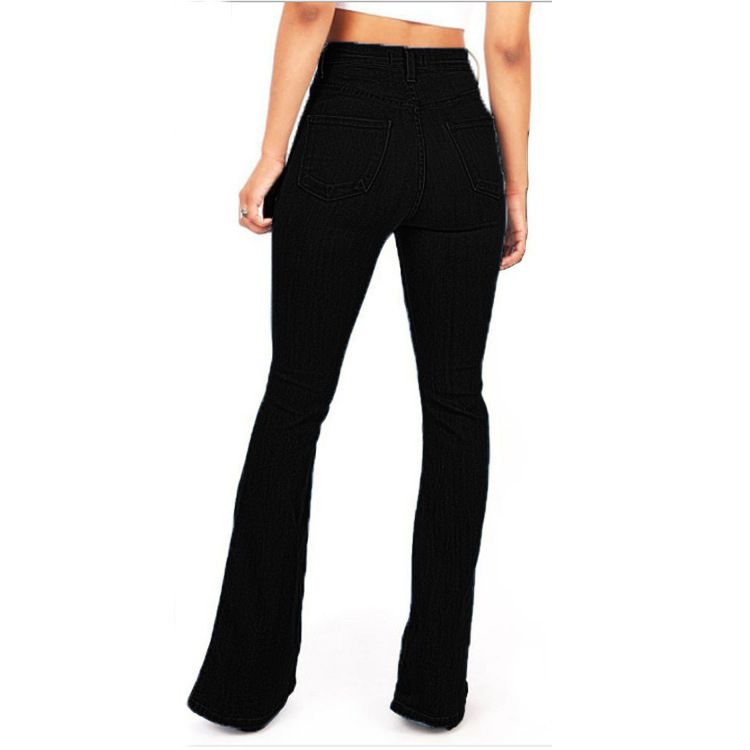 Women Cotton Casual Wide Leg Denim Trousers Slim Lady High-waisted Jeans