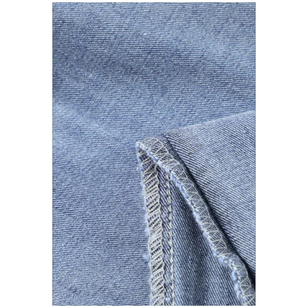 Mfed Blue Mid Waist Distressed Flare Jeans