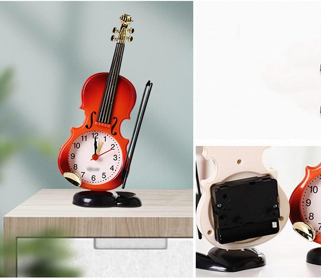 Mini Bedside Desk Shelf Violin Alarm Clock