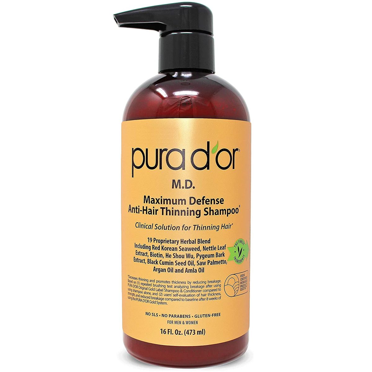 PURA D'OR MD Anti-Hair Thinning Shampoo W/ 0.5% Coal Tar, Bi
