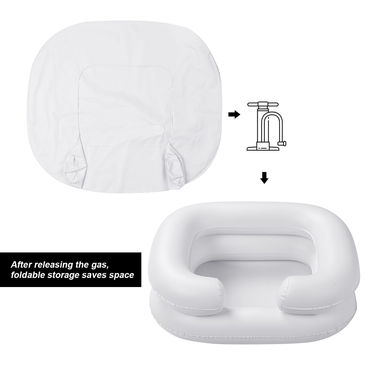 Portable Inflatable Shampoo Bowl Foldable In Bed Hair