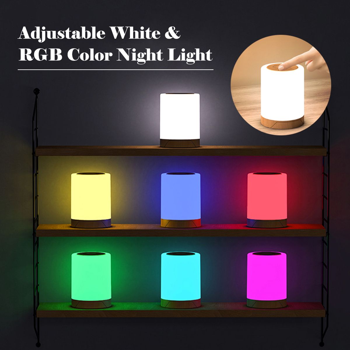 Bedside Table Lamp Touch Sensor Night Lights White   RGB