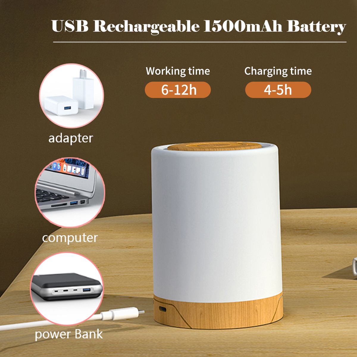 Bedside Table Lamp Touch Sensor Night Lights White   RGB
