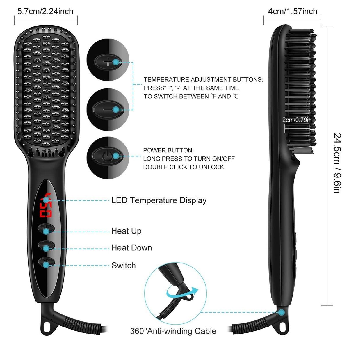 Beard Hot Air Comb Newest Electric Straight and Curling Comb Men Beard Comb Hair Styling Tool Wet and Dry Straightening Comb