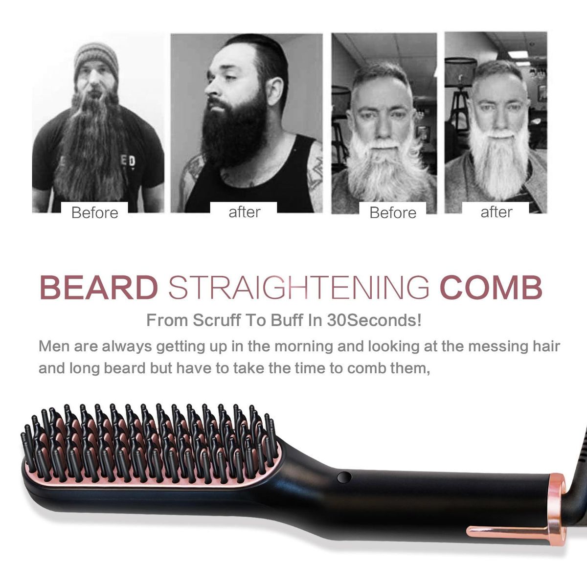 Men Beard Straightener Hot Heating Comb Electric Hair Brush Mutifunctional Hair Comb Smoothing Iron Hair Straightening Brush
