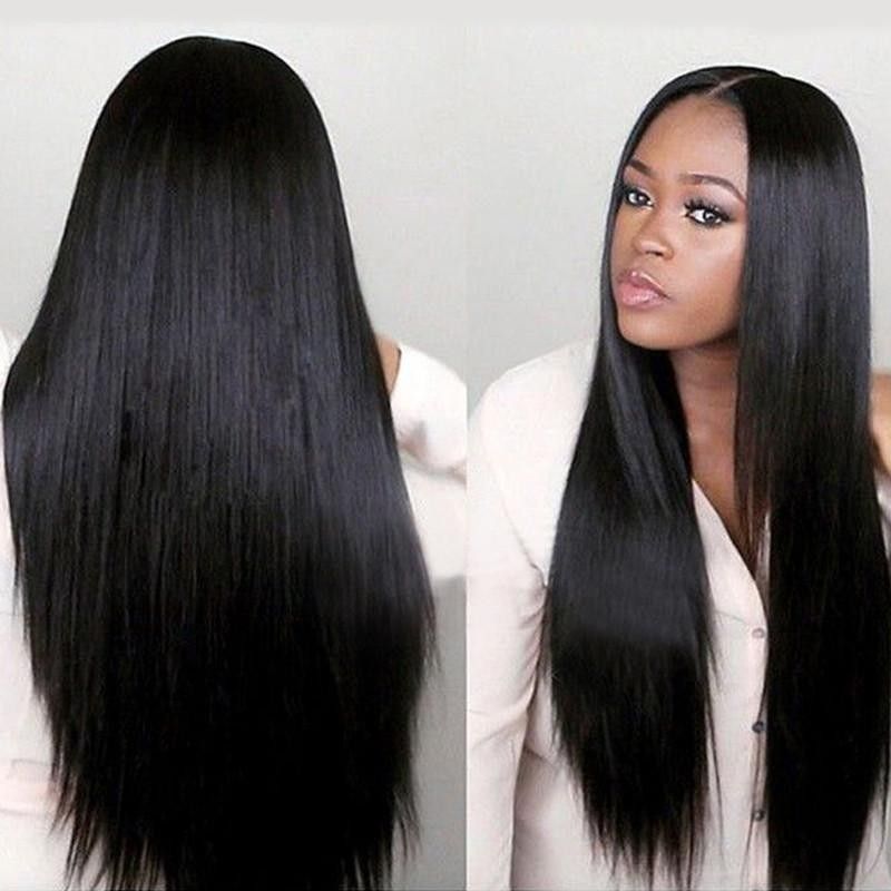 Cross-border Black Long Straight Hair Mid-point Straight