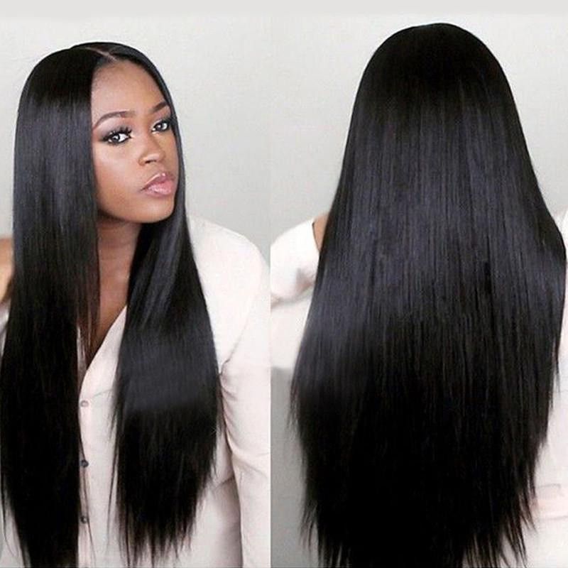 Cross-border Black Long Straight Hair Mid-point Straight