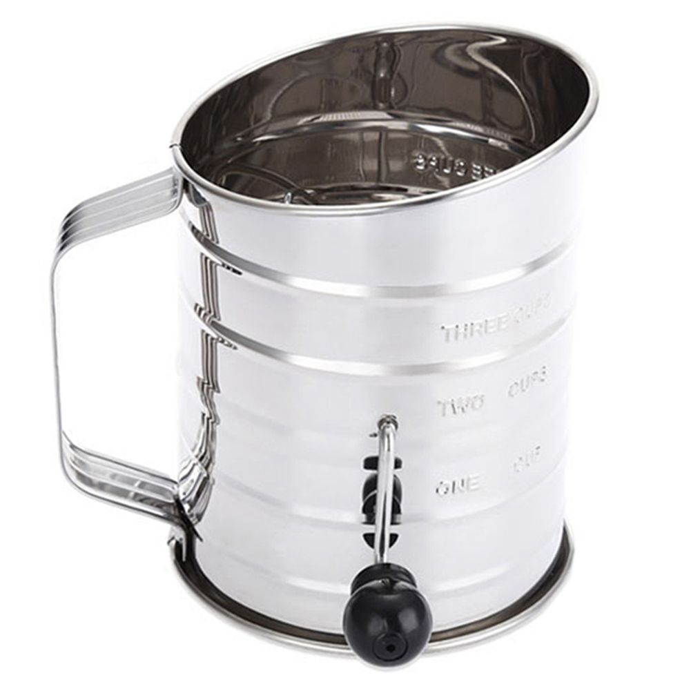 Stainless Steel Manual Sugar Flour Sifters Sieve-Silver