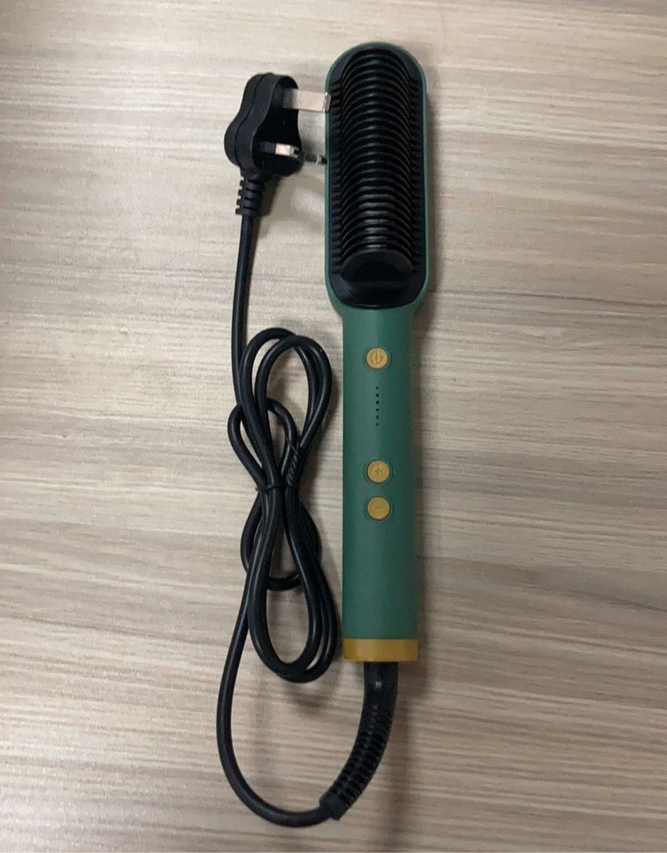 Hair Straightener And Curler, Straightening Brush, Fast Heating Electric Comb--Green