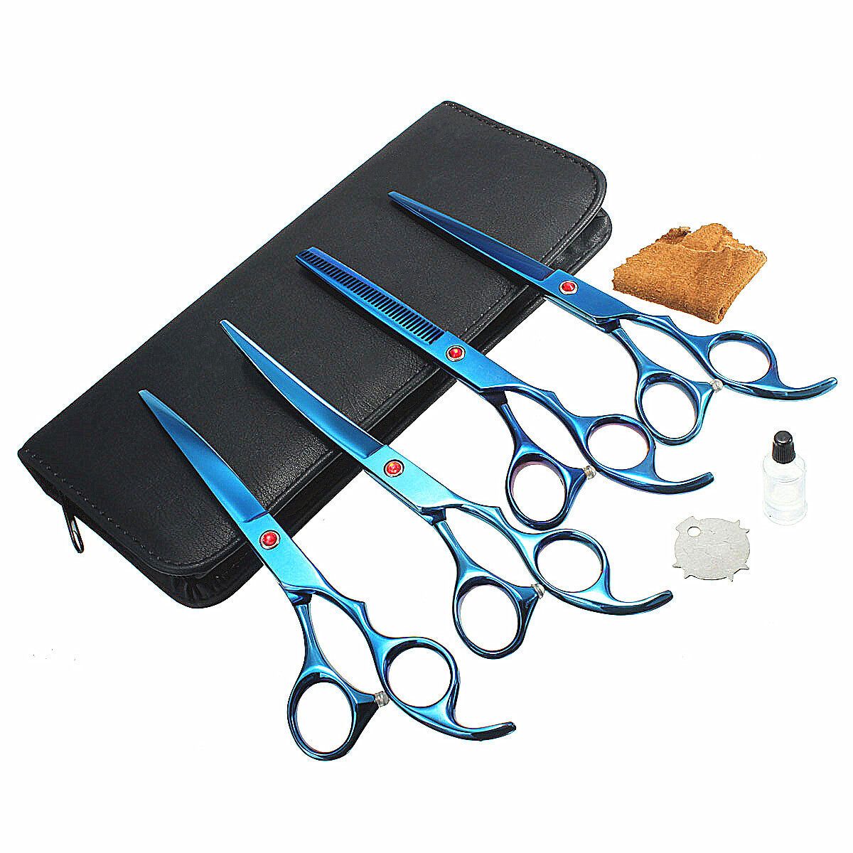 7x Professional Hair Scissors PET DOG Grooming Curved Tool Shears 7" Set