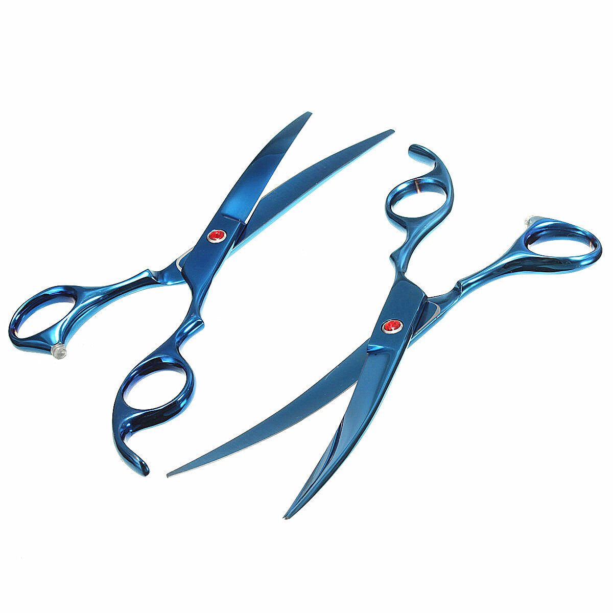 7x Professional Hair Scissors PET DOG Grooming Curved Tool Shears 7" Set