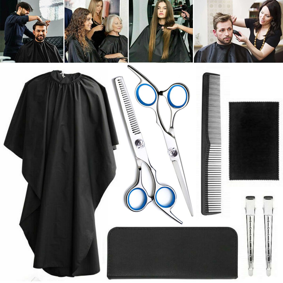 8pcs/set Hair Styling Hair Clipper Hair Tool Set Hairdressing Clips Comb Cape Hair Trimmer