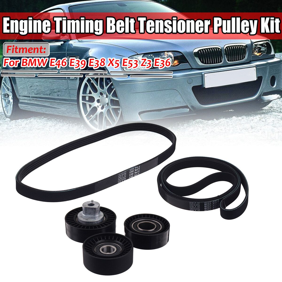 Engine Timing Belt Tensioner Pulley Kit For BMW E46 E39 E38 X5 E53 Z3 3 5 Series