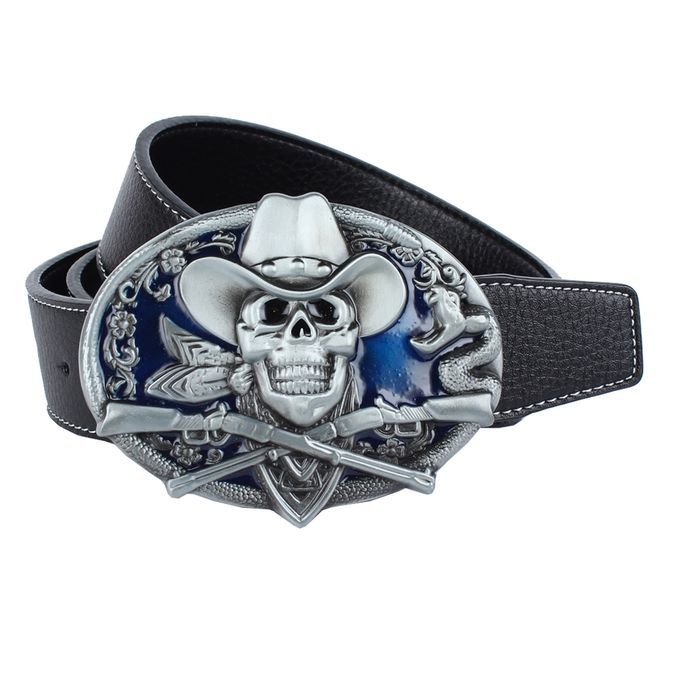 Men's Belts PU Leather Belt Buckle Skull And Snake For Western Black
