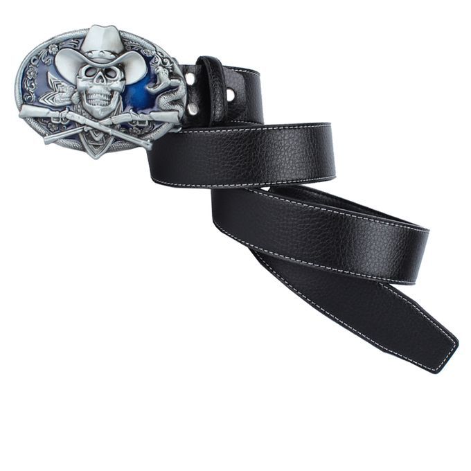 Men's Belts PU Leather Belt Buckle Skull And Snake For Western Black