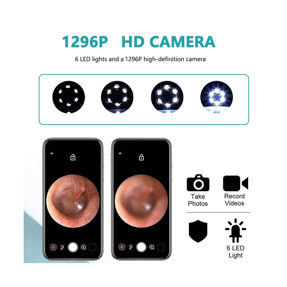 Wireless Microscope Camera,1296P Ear Camera Microscope,