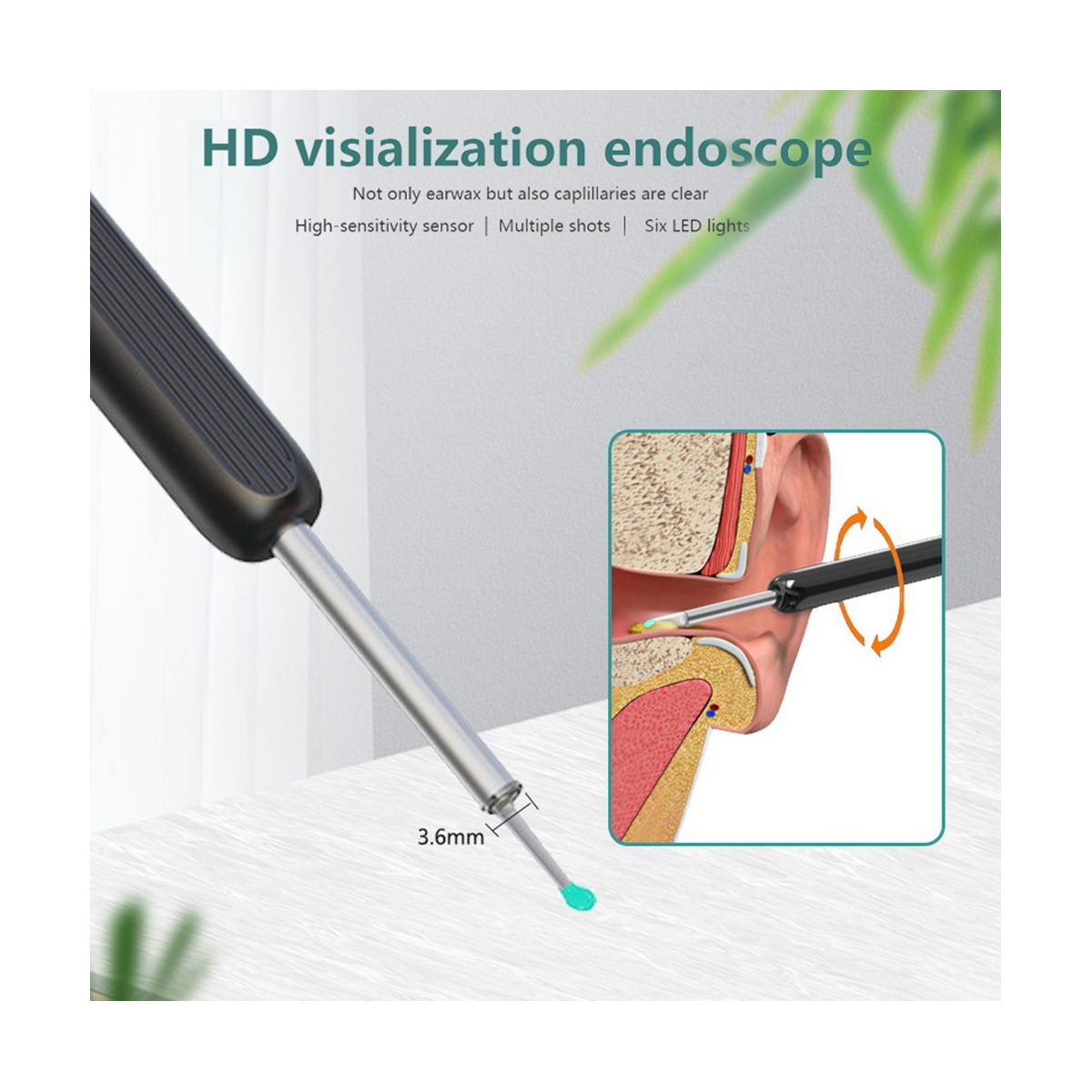 Wireless Microscope Camera,1296P Ear Camera Microscope,