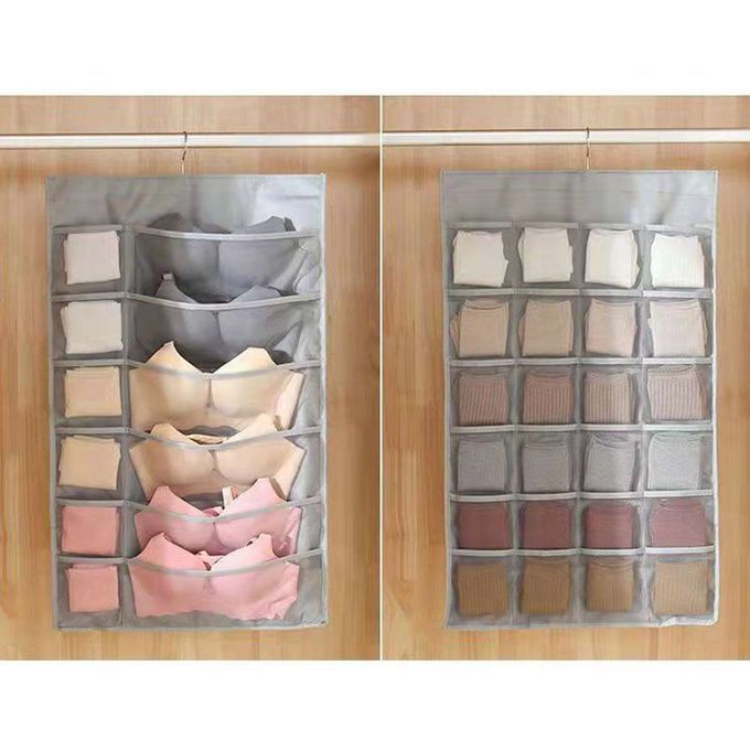 Double Side Socks Bra Underwear Wall Hanging Storage-Grey
