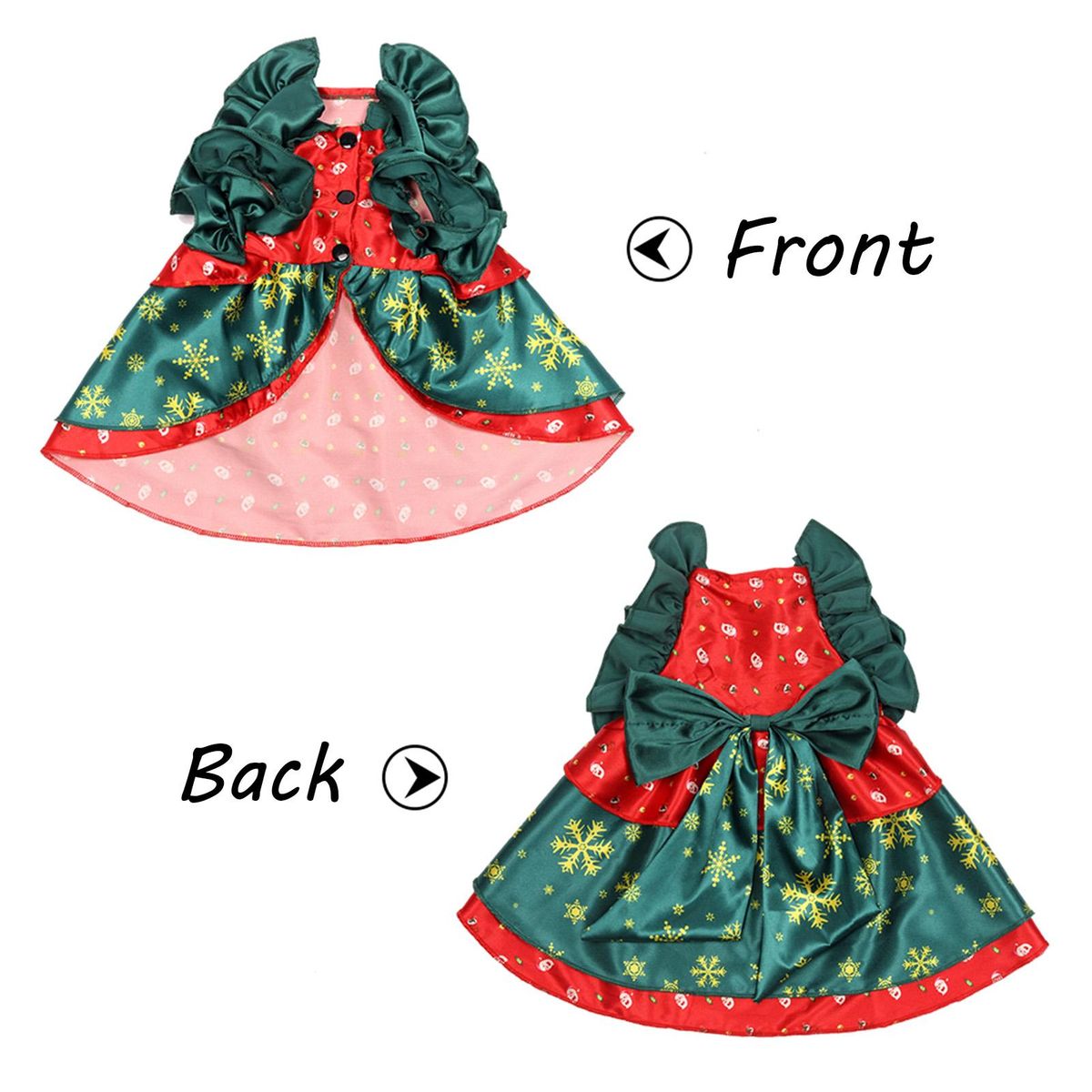 Cat Christmas Dress Santa Snowflake Bowknot Xmas Skirt for Cat