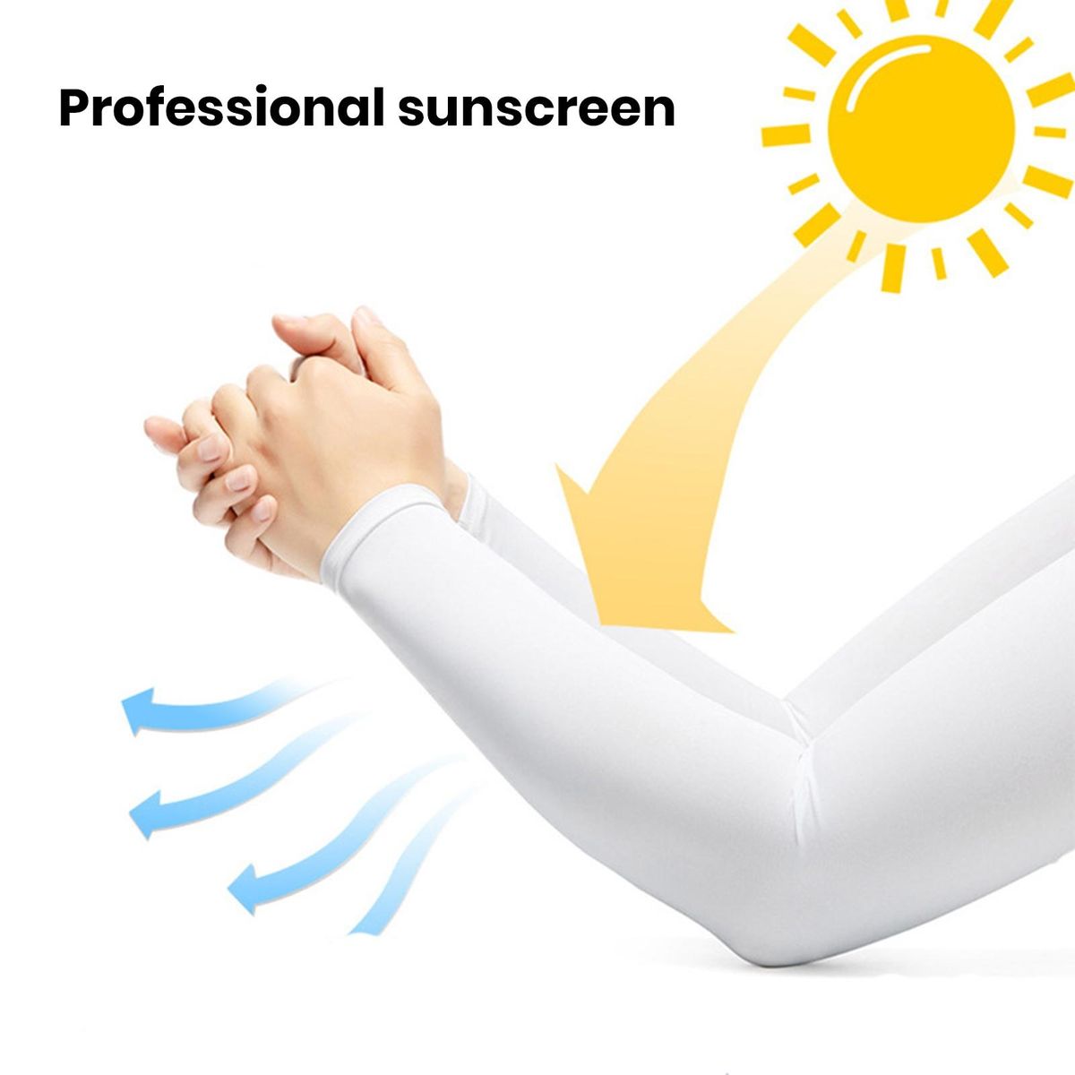1 Pair Sun Protection Sleeves Adult Outdoor Sport Ice Silk Cycling White
