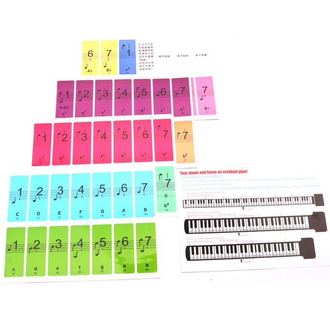 Piano Keyboard Keys Stickers For Beginners For 88/61/54 Keys