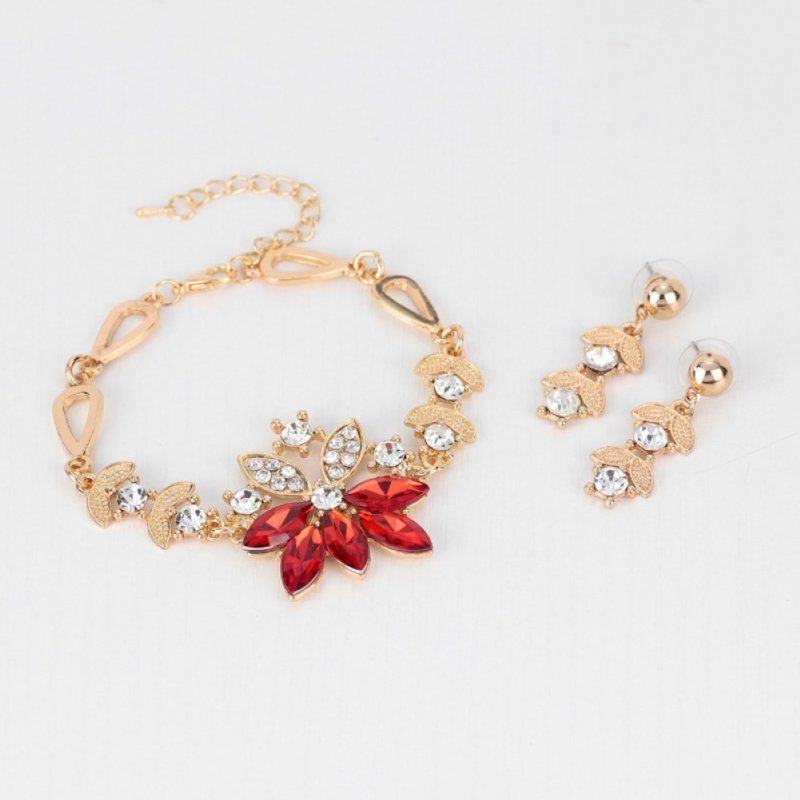 Women Rhinestone Grape Pendant Necklace Stud Earrings-White