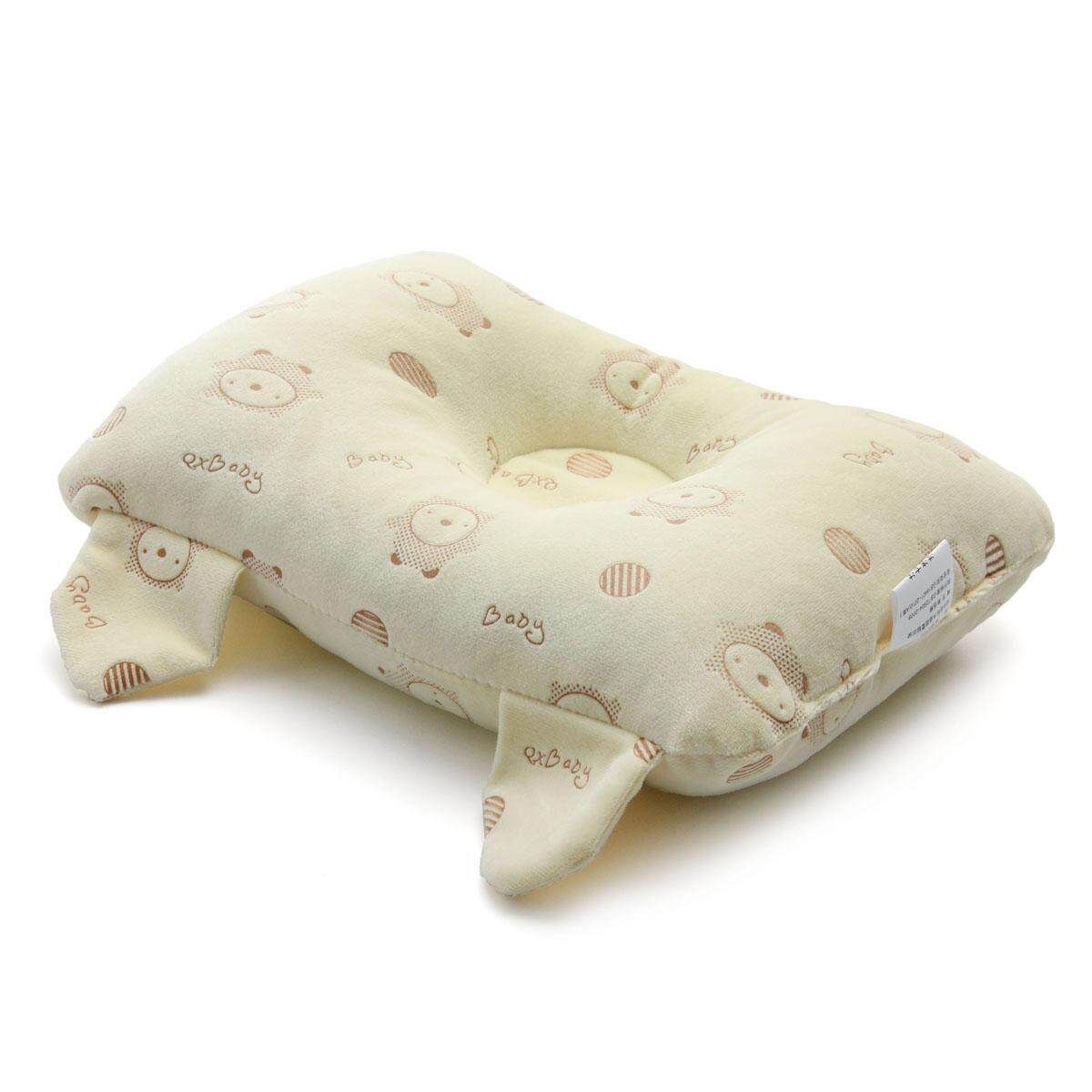 Newborn Baby Cot Pillow Children Flat Head Bed Sleep Cushion Positioner 16x26cm Light Yellow 1