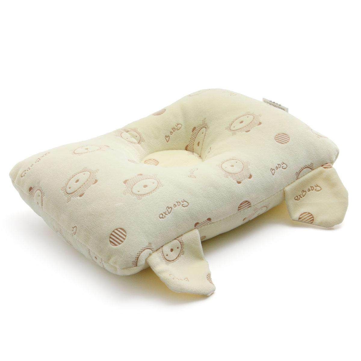 Newborn Baby Cot Pillow Children Flat Head Bed Sleep Cushion Positioner 16x26cm Light Yellow 1