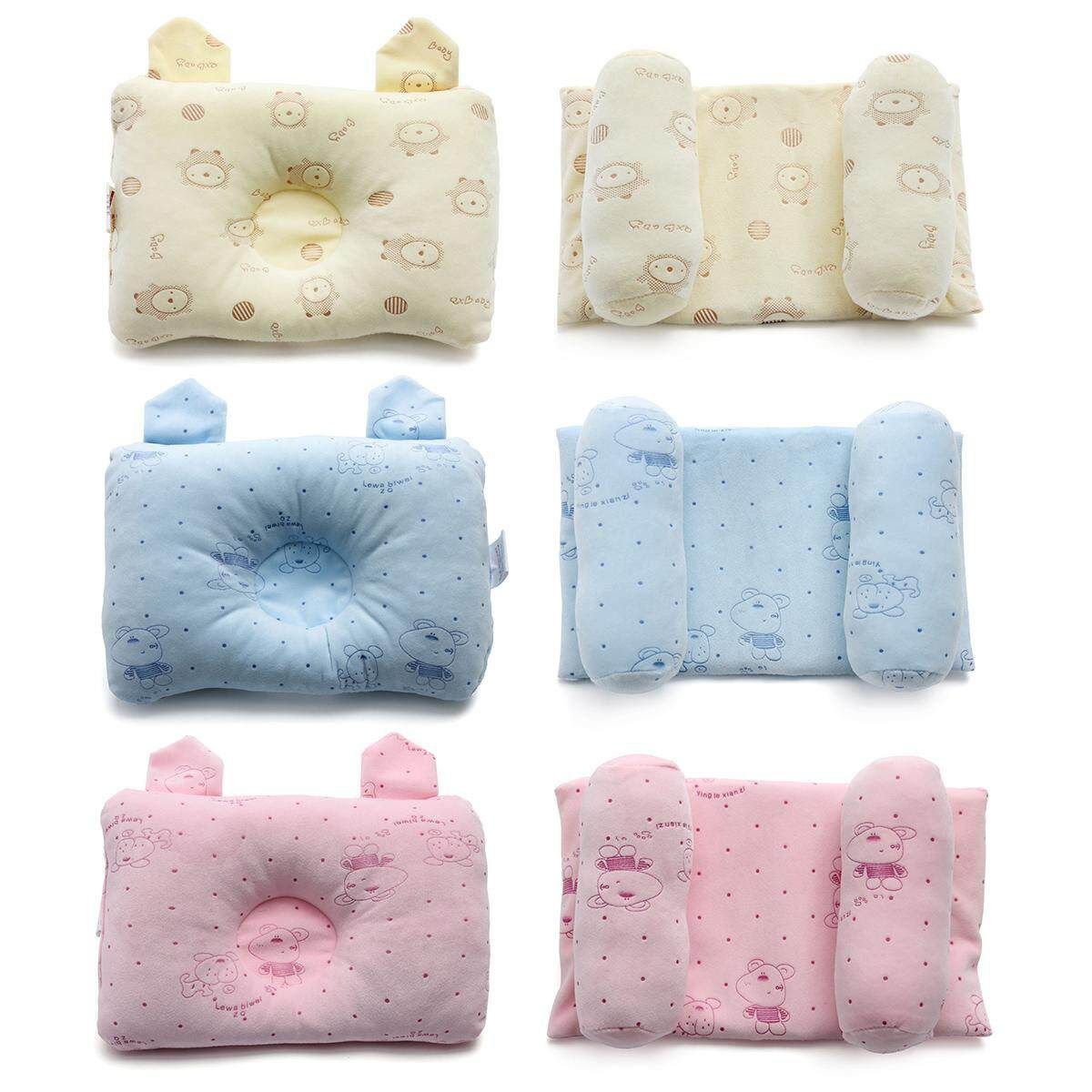Newborn Baby Cot Pillow Children Flat Head Bed Sleep Cushion Positioner 16x26cm Light Yellow 1