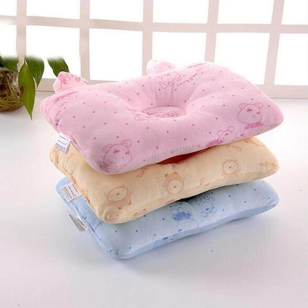 Newborn Baby Cot Pillow Children Flat Head Bed Sleep Cushion Positioner 16x26cm Light Yellow 1