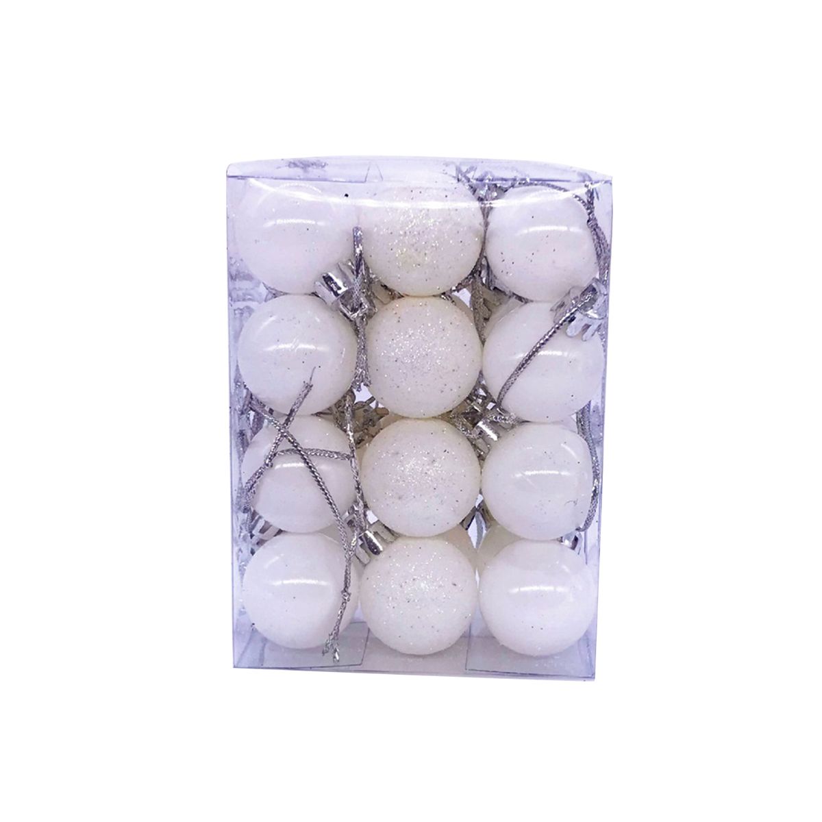 24Pcs/Set Christmas Style Hanging Decor Exquisite Plastic Glitter All Match Hanging Ball Decor For Home-White