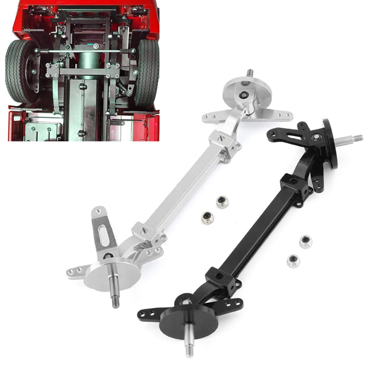 No Power Steering Axle Kit, 1:14 Scale Metal Front Axle Steering Link Rod Set Replacement for Tamiya Truck Tractor Series Remote Control Car Parts