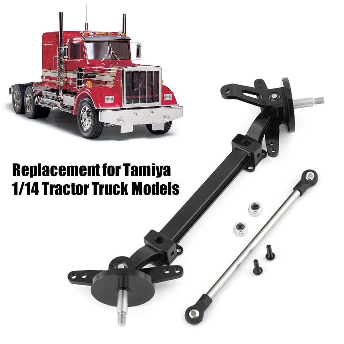 No Power Steering Axle Kit, 1:14 Scale Metal Front Axle Steering Link Rod Set Replacement for Tamiya Truck Tractor Series Remote Control Car Parts