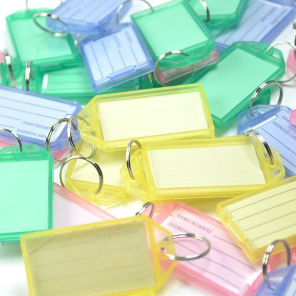 Xrhyy 50 Pieces Transparent Tough Plastic Key Tags