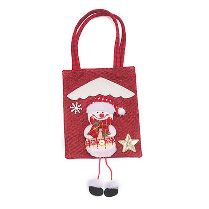 3D Eye-catching Christmas Gift Bag Flax Large Capacity Gift-
