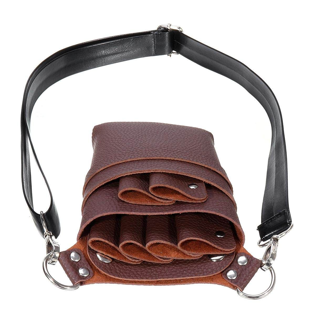 PU Leather Comb Tool Bag Barber Hairdressing Pouch Makeup Case Coffee (coffee)