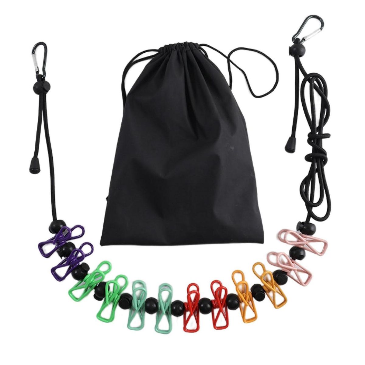 Versatile Elastic Clothesline Set Windproof Portable for Camping Multicolor