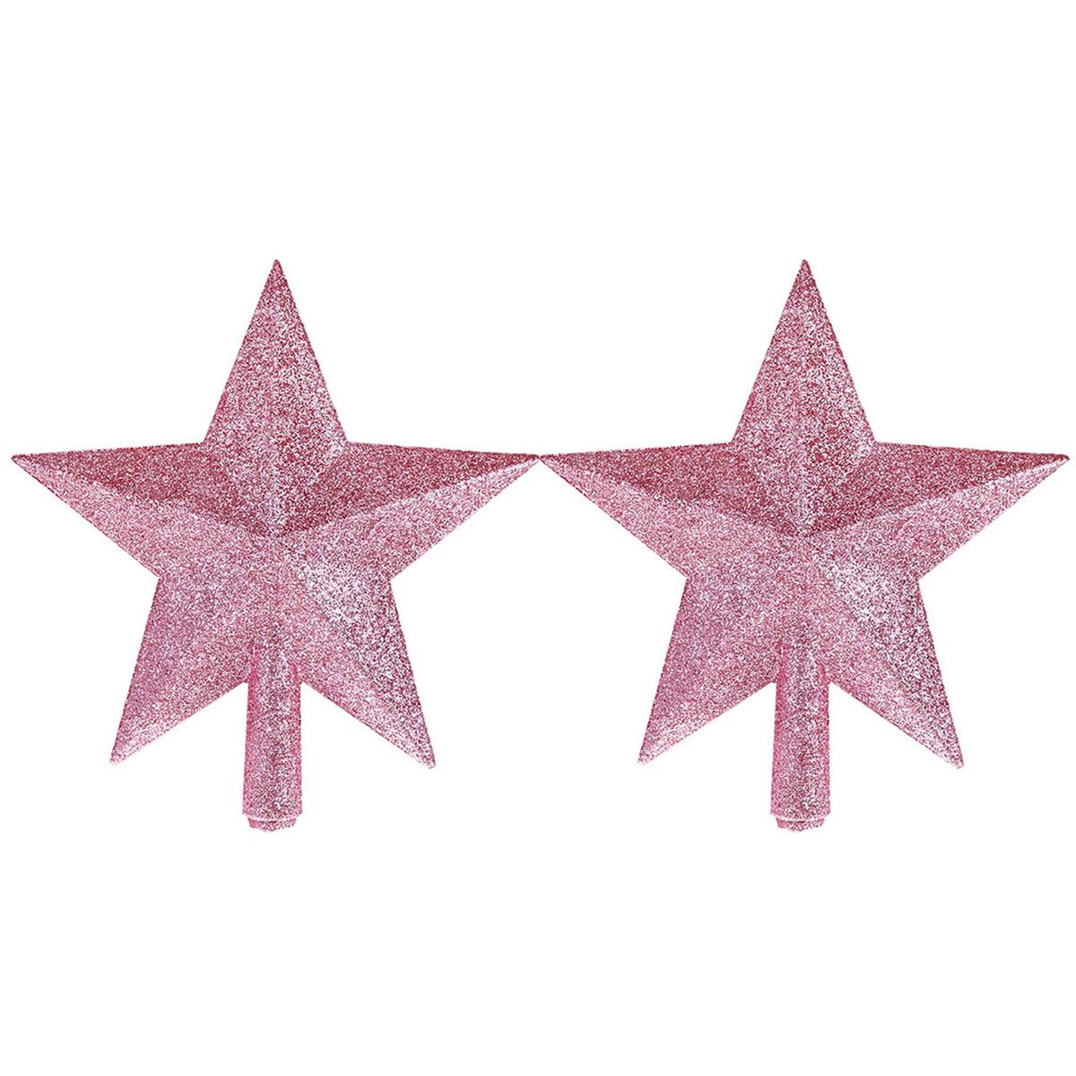 2Pcs Glitter Five-pointed Star Christmas Tree Topper-Pink