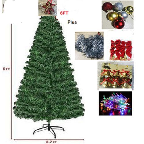 6ft Christmas Xmas Tree + Led Lights + Balls For Decoration