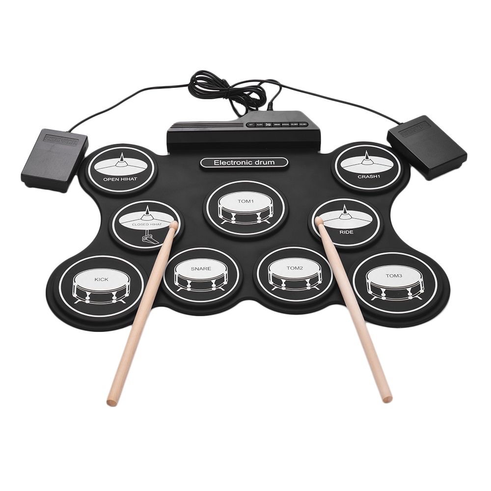 Portable USB Roll Up Drum Kit Digital Electronic Drum Set 9