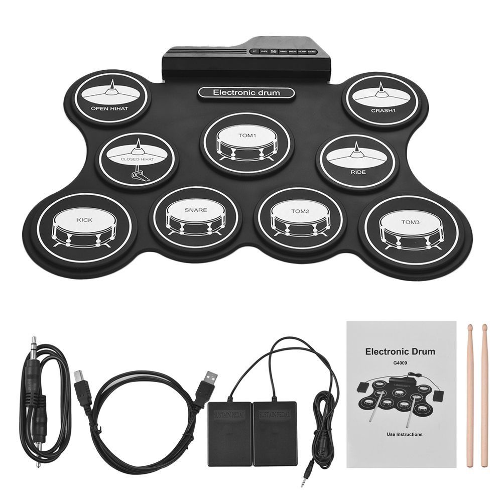 Portable USB Roll Up Drum Kit Digital Electronic Drum Set 9